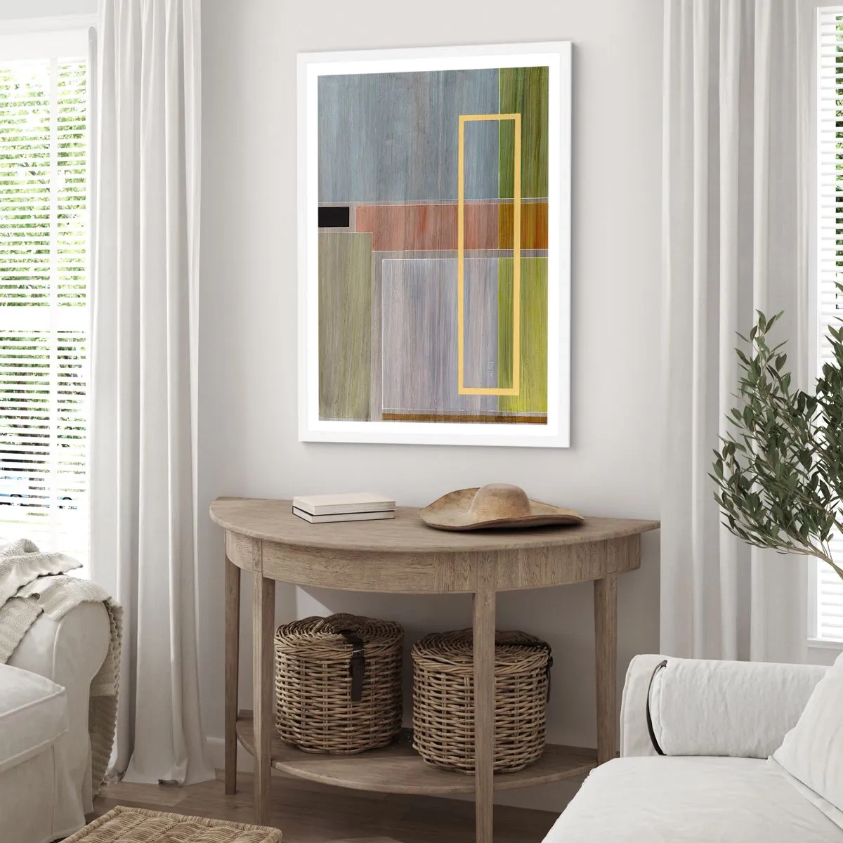 Póster en marco blanco - Recto y tranquilo - 40x50 cm