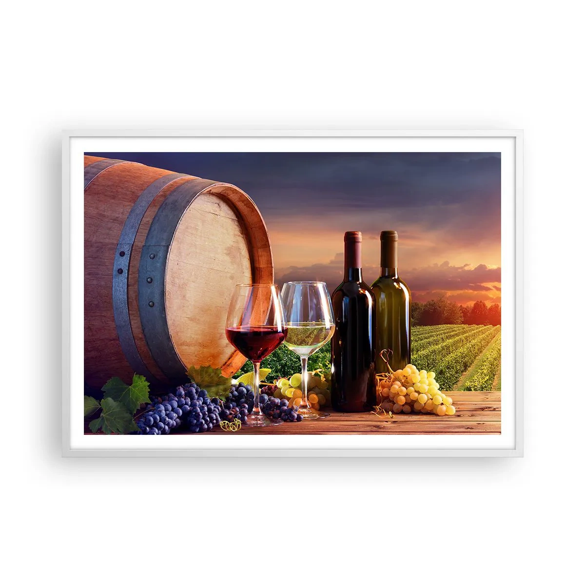 Póster en marco blanco - Aquí la vida tiene un sabor - 100x70 cm