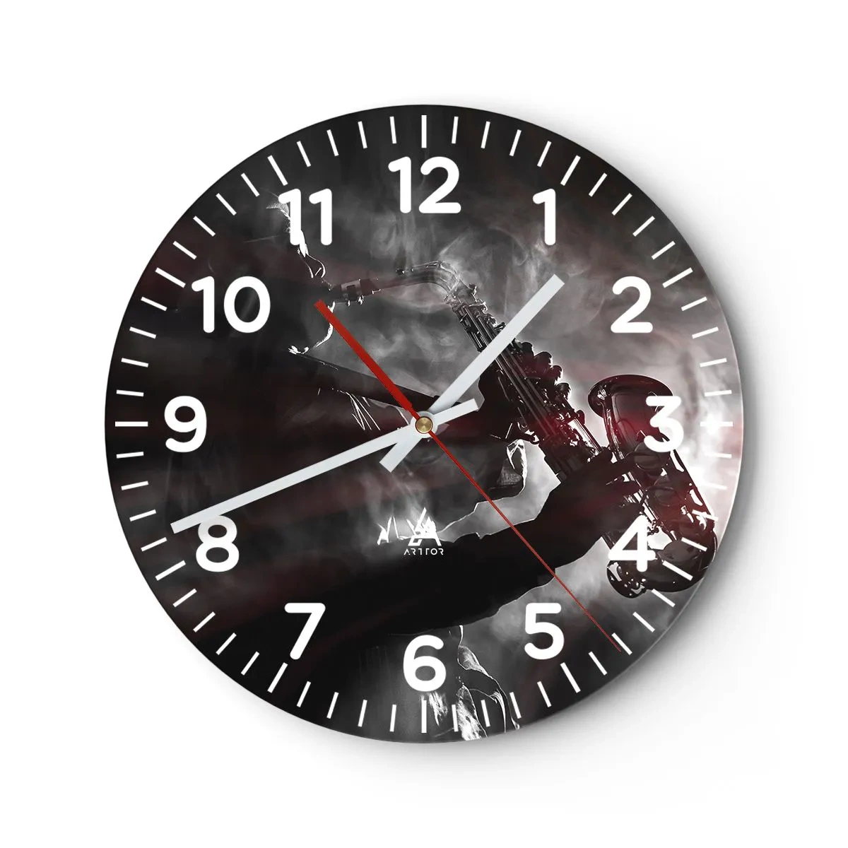 Reloj de pared - Reloj de vidrio - En el vapor del jazz - 30x30 cm