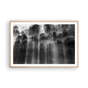 Póster en marco roble claro - En los flujos de luz - 91x61 cm