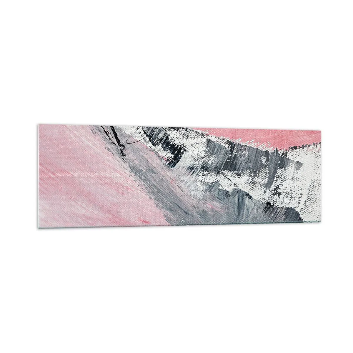 Cuadro sobre vidrio - Impresiones sobre Vidrio - Una composición abstracta en tonos rosa y gris. - 160x50cm - Composición a juego - Decoración de pared moderna para salón y dormitorio ARTTOR