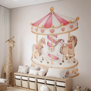 Fotomural personalizado Premium Canvas - El dulce mundo de la infancia - tiovivo, femenino, Caballos