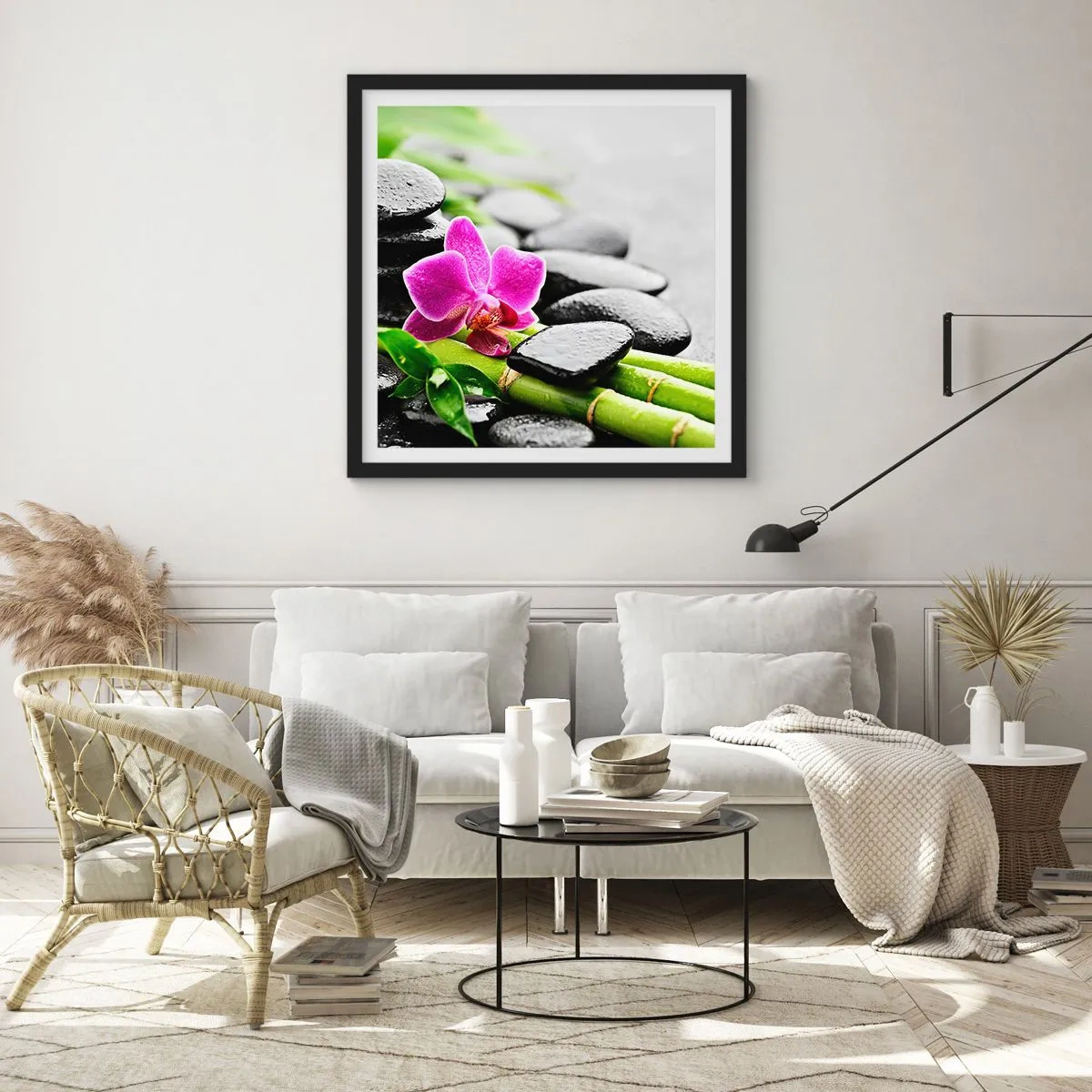 Póster en marco negro - En equilibrio pacífico - 60x60 cm