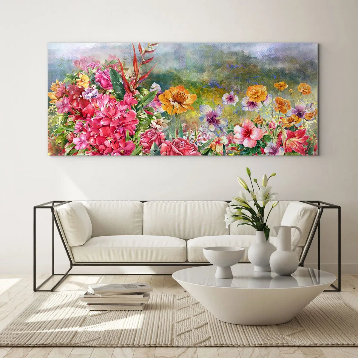 Cuadro sobre vidrio - Impresiones sobre Vidrio - Un jardín enloquecido - 100x40 cm