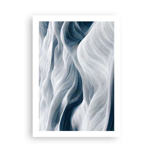 Póster - Ondas abstractas en tonos blanco y azul marino - 50x70cm - Olas blancas y azules - Decoración de pared moderna para salón y dormitorio ARTTOR
