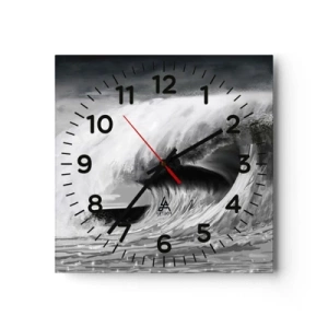 Reloj de pared - Reloj de vidrio - La ira del océano - 30x30 cm