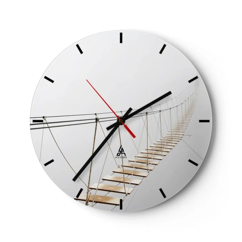 Reloj de pared - Reloj de vidrio - Mujer vestida de negro sentada en un balcón en blanco y negro - 30x30cm - ¿Adónde le llevará? - Decoración de pared moderna para salón, cocina y dormitorio ARTTOR