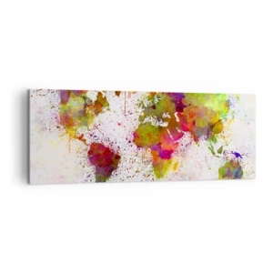 Cuadro sobre lienzo - Impresión de Imagen - Un mapa del mundo colorido en estilo abstracto. - 140x50cm - De alguna manera, simplemente quedó así - Decoración de pared moderna para salón y dormitorio ARTTOR
