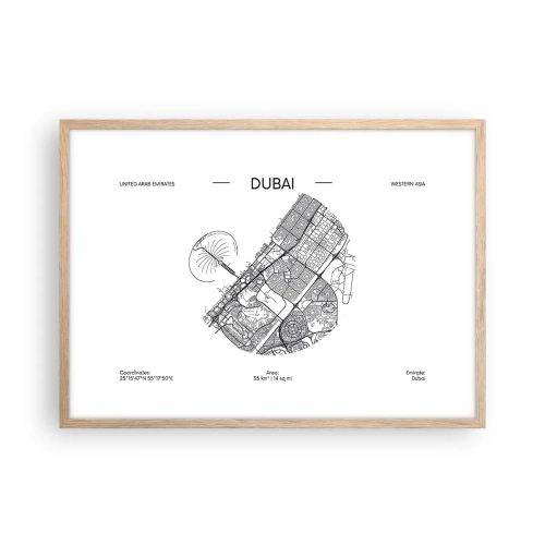 Póster en marco roble claro - Anatomía de Dubái - 70x50 cm