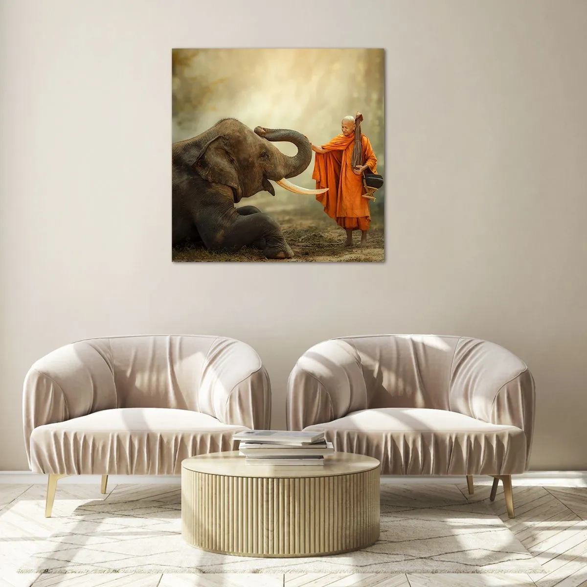 Cuadro sobre vidrio - Impresiones sobre Vidrio - Un encuentro en un viaje - 60x60 cm