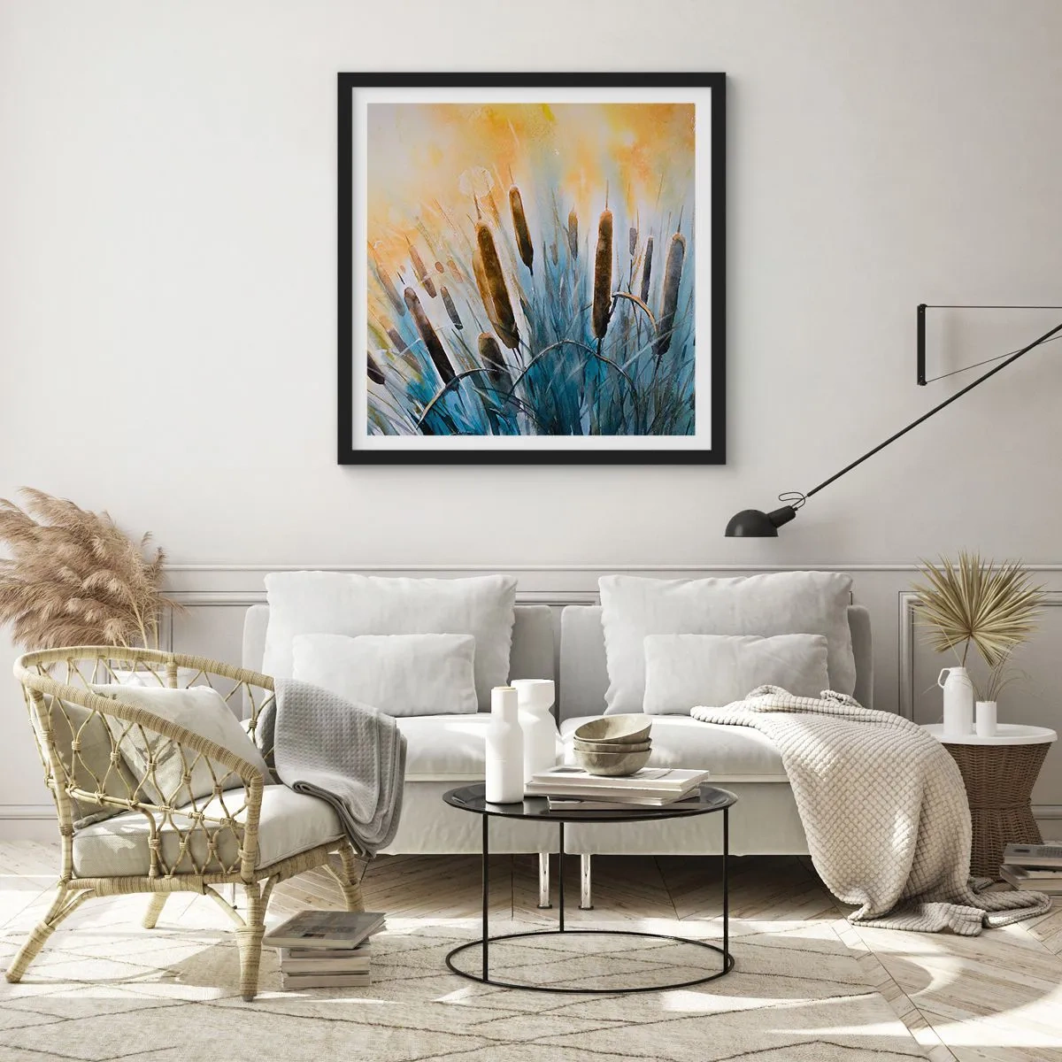 Póster en marco negro - El frío del agua, el calor del sol - 60x60 cm