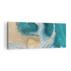 Cuadro sobre lienzo - Impresión de Imagen - Remolino abstracto en tonos turquesa y dorado - 120x50cm - Un remolino de oro y turquesa - Decoración de pared moderna para salón y dormitorio ARTTOR