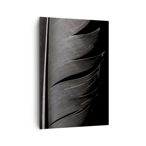 Cuadro sobre lienzo - Impresión de Imagen - Textura de plumas en blanco y negro en un estilo minimalista. - 70x100cm - Pluma - una construcción maravillosa - Decoración de pared moderna para salón y dormitorio ARTTOR