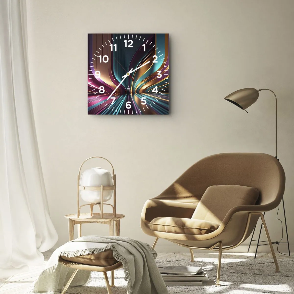 Reloj de pared - Reloj de vidrio - Arquitectura de la luz - 40x40 cm