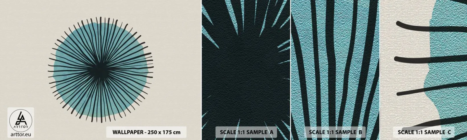 Muestra de fotomural autoadhesivo Deluxe Sticker - Radiante en azul - Abstracción, Pedazo, Arte Moderno - 100x30 cm