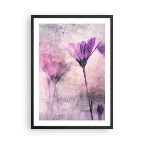 Póster en marco negro - Delicadas flores en tonos rosa y morado sobre un fondo claro. - 50x70cm - Sueño de flores - Decoración de pared moderna para salón y dormitorio ARTTOR