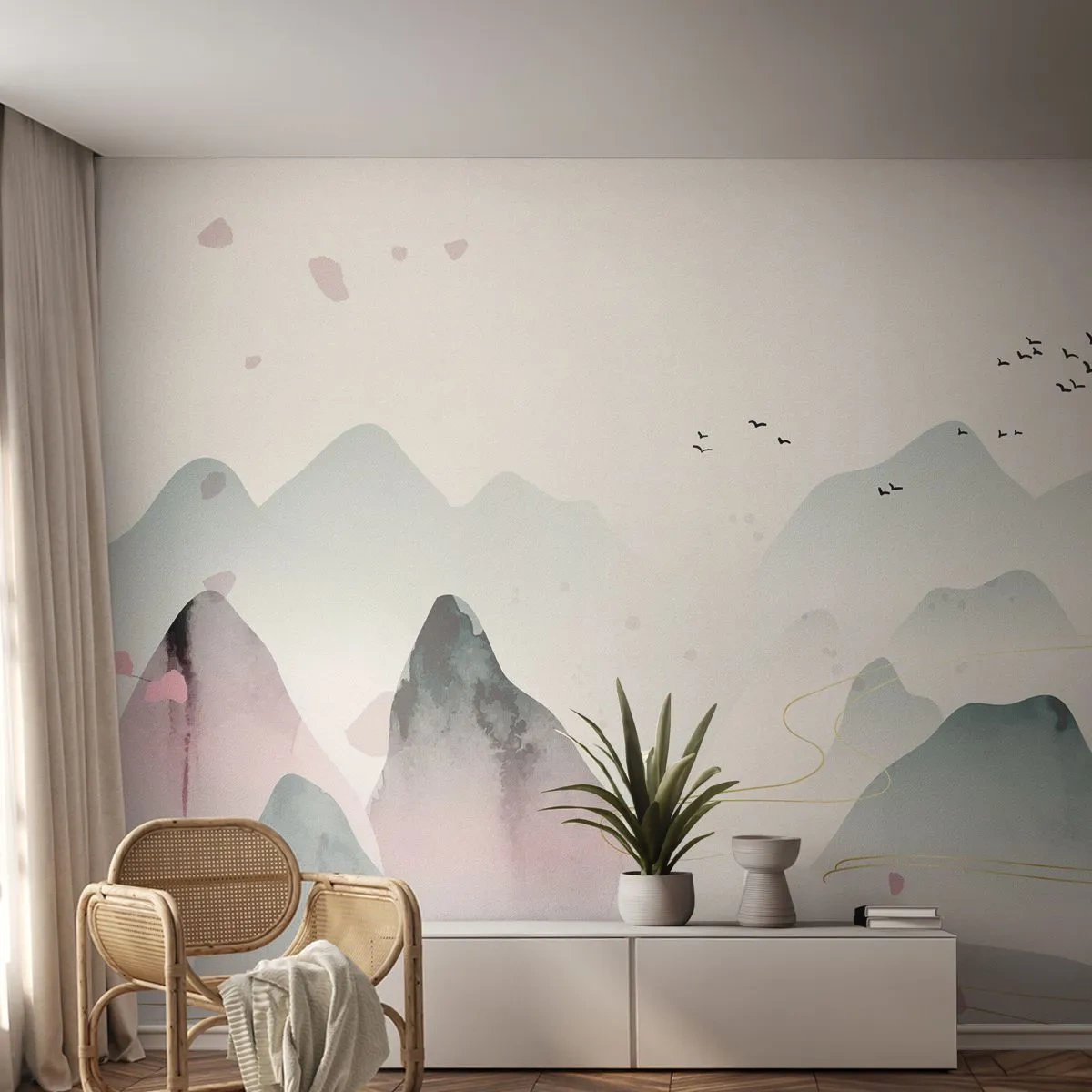 Fotomural Autadhesivo Deluxe Sticker - Sobre las cimas - Paisaje, Aves, Montañas - 250x175 cm