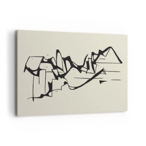 Cuadro sobre lienzo - Impresión de Imagen - Dibujo abstracto de montañas en blanco y negro - 120x80cm - Tal vez sea un paisaje - Decoración de pared moderna para salón y dormitorio ARTTOR