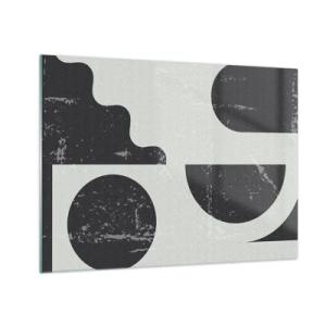Cuadro sobre vidrio - Impresiones sobre Vidrio - Gráficos geométricos abstractos con abrasiones - 70x50cm - Composición arriba y abajo - Decoración de pared moderna para salón y dormitorio ARTTOR