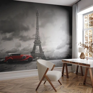 Fotomural Premium Canvas - No hace mucho tiempo, en París - Automotor, Torre Eiffel, París - 400x280 cm