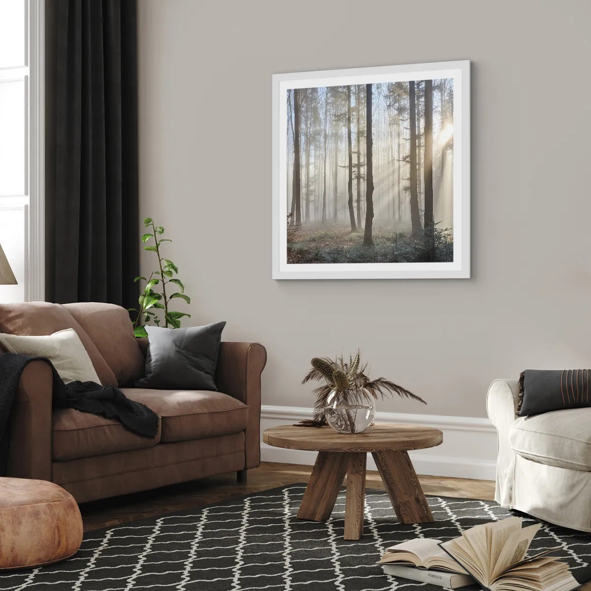 Póster en marco blanco - La niebla también está despierta - 30x30 cm