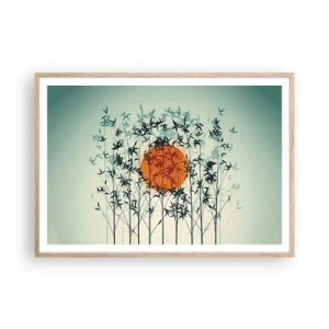 Póster en marco roble claro - El sol de Japón - 100x70 cm