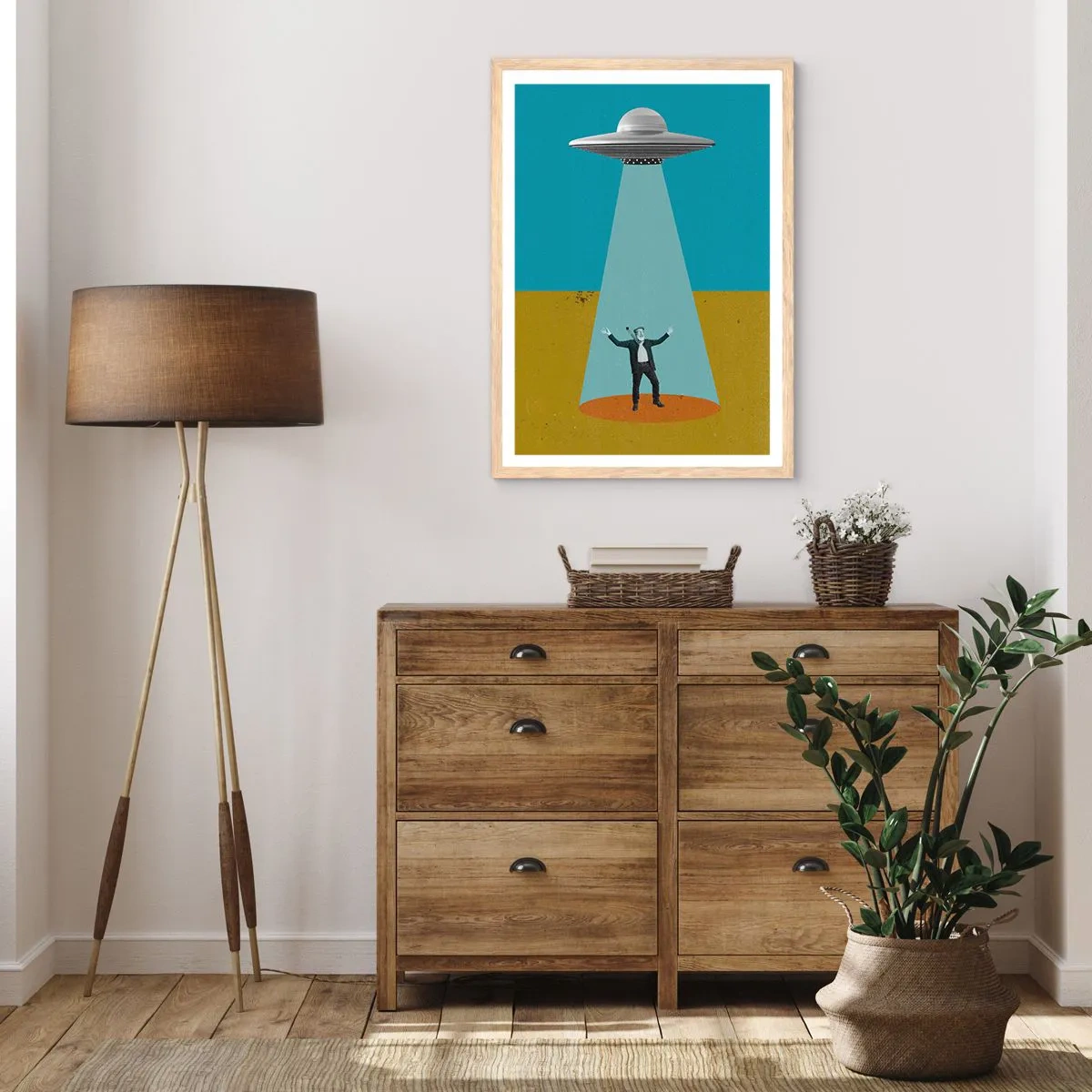 Póster en marco roble claro - Un encuentro cercano - 50x70 cm