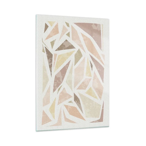 Cuadro sobre vidrio - Impresiones sobre Vidrio - Mosaico geométrico en colores pastel sobre un fondo claro. - 50x70cm - Composición de vidrieras - Decoración de pared moderna para salón y dormitorio ARTTOR