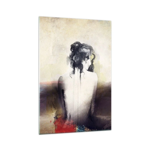 Cuadro sobre vidrio - Impresiones sobre Vidrio - Un retrato sutil de una mujer en estilo artístico. - 70x100cm - Líneas suaves, formas ovaladas - Decoración de pared moderna para salón y dormitorio ARTTOR