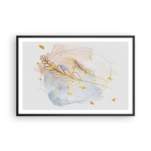 Póster en marco negro - Ráfaga dorada - 91x61 cm