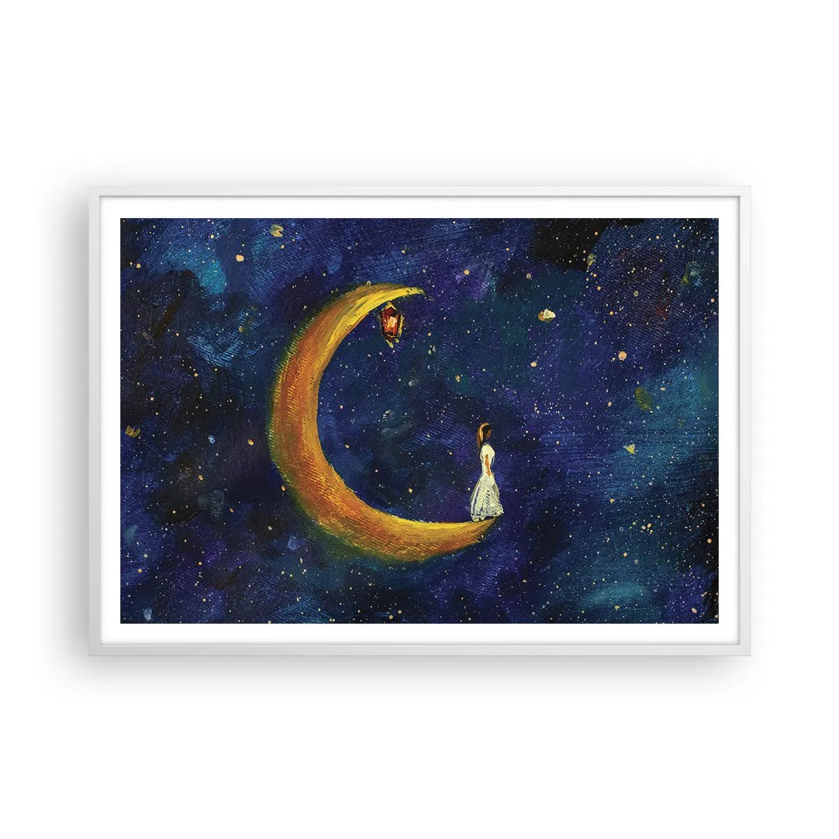 Póster en marco blanco - La llamada de la Luna - 100x70 cm