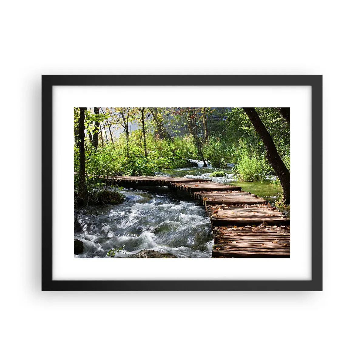 Póster en marco negro - Sobre una cascada de espuma - 40x30 cm