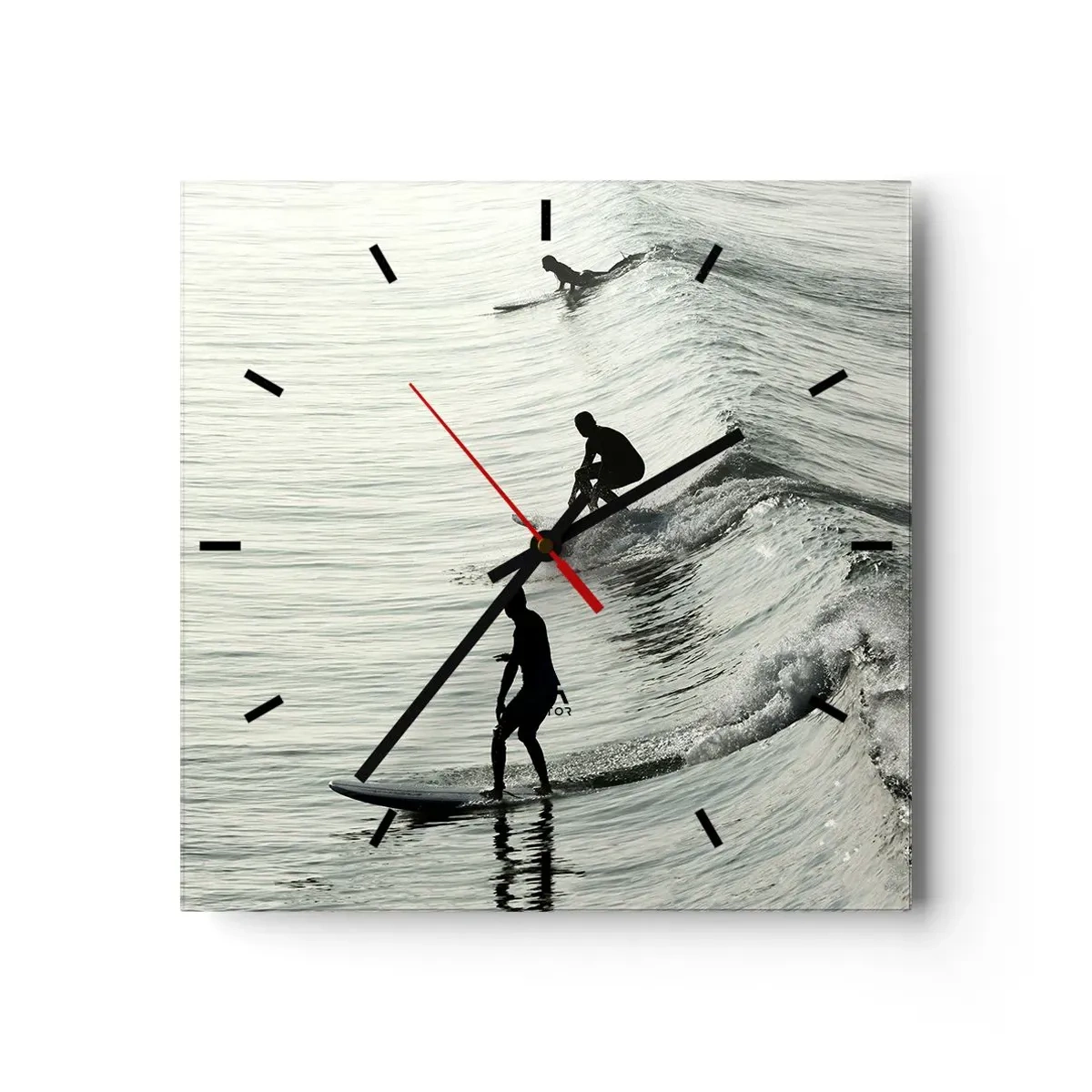 Reloj de pared - Reloj de vidrio - Al encuentro de la ola - 40x40 cm