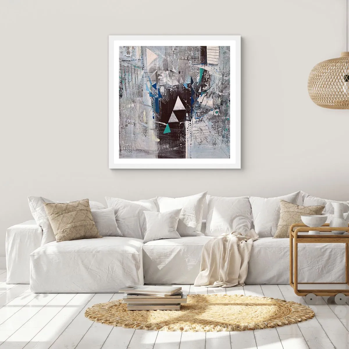 Póster en marco blanco - El orden superior de los triángulos - 60x60 cm