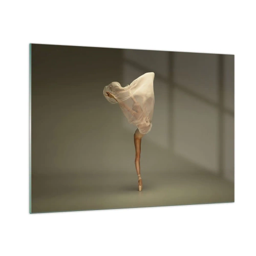 Cuadro sobre vidrio - Impresiones sobre Vidrio - Una bailarina en una pose delicada con el velo levantado. - 100x70cm - A punto de volar - Decoración de pared moderna para salón y dormitorio ARTTOR
