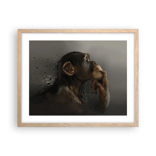 Póster en marco roble claro - La evolución del pensador - 50x40 cm