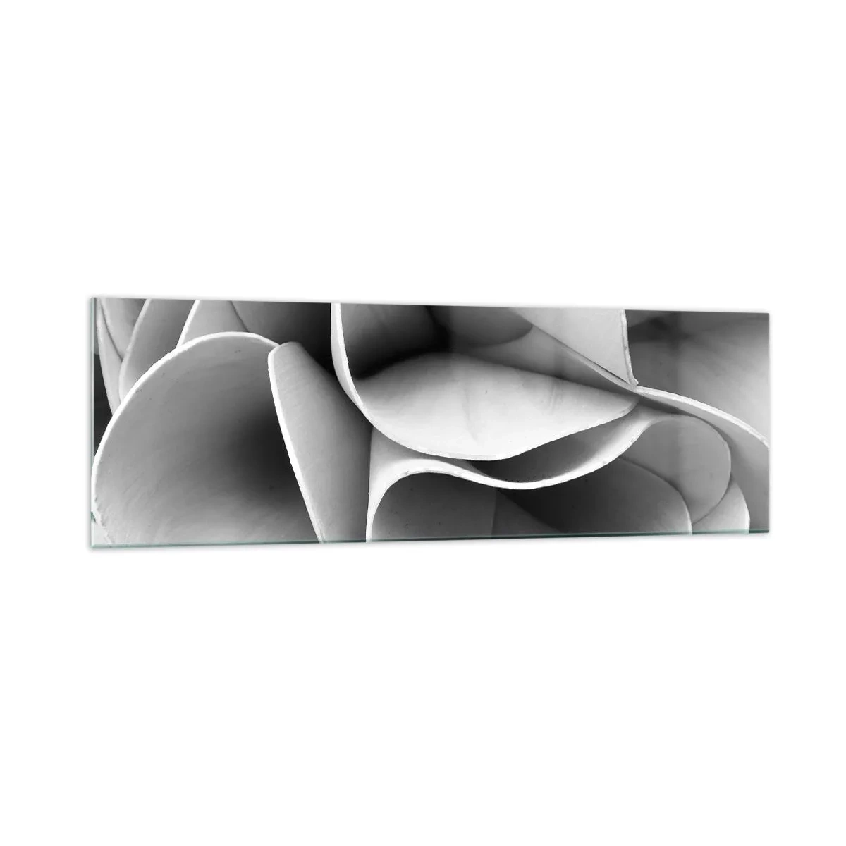 Cuadro sobre vidrio - Impresiones sobre Vidrio - Detalles en blanco y negro de formas abstractas. - 160x50cm - Sucede en el espacio - Decoración de pared moderna para salón y dormitorio ARTTOR
