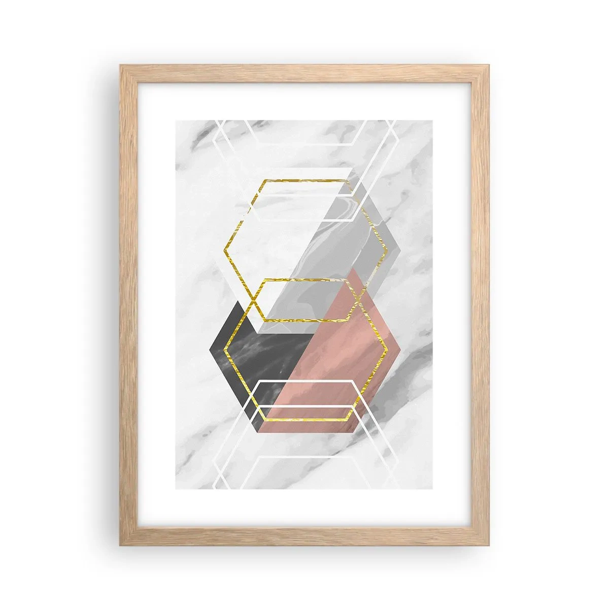 Póster en marco roble claro - Composición en cadena - 30x40 cm