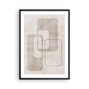 Póster en marco negro - Formas geométricas minimalistas en tonos beige. - 50x70cm - Fuga geométrica - Decoración de pared moderna para salón y dormitorio ARTTOR
