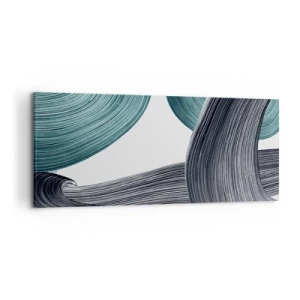 Cuadro sobre lienzo - Impresión de Imagen - Líneas abstractas fluidas en tonos verdes y grises. - 120x50cm - Senderos esmeralda y negro - Decoración de pared moderna para salón y dormitorio ARTTOR