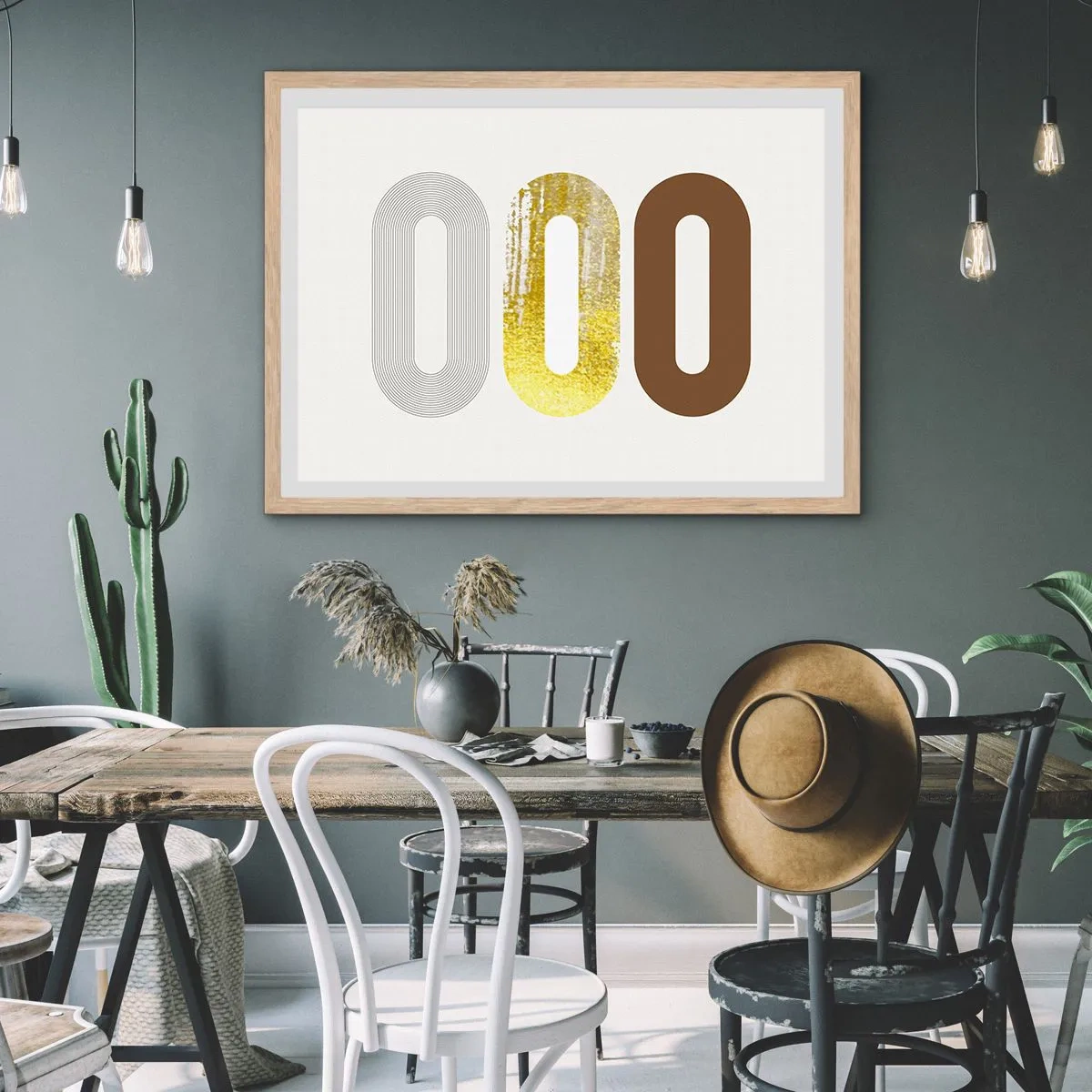 Póster en marco roble claro - ¡Ooo! - 70x50 cm