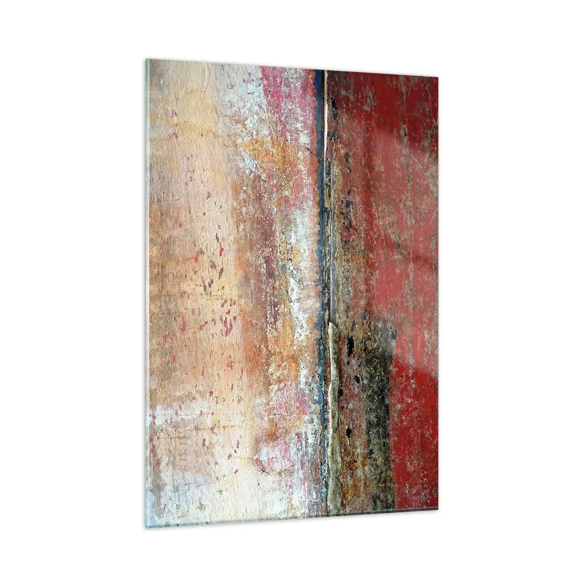 Cuadro sobre vidrio - Impresiones sobre Vidrio - Textura abstracta en tonos rojos y ocres. - 50x70cm - Tal vez sea el mar - Decoración de pared moderna para salón y dormitorio ARTTOR