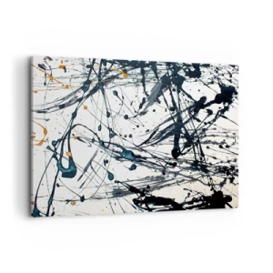Cuadro sobre lienzo - Impresión de Imagen - Patrón de pintura abstracta con líneas y manchas dinámicas. - 100x70cm - ¿Con o sin sentido? - Decoración de pared moderna para salón y dormitorio ARTTOR