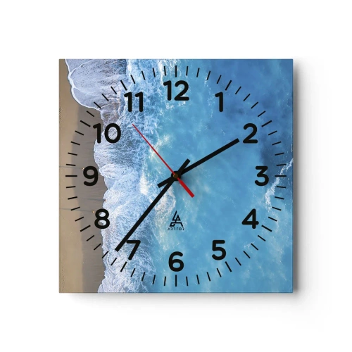 Reloj de pared - Reloj de vidrio - El poder del azul - 40x40 cm