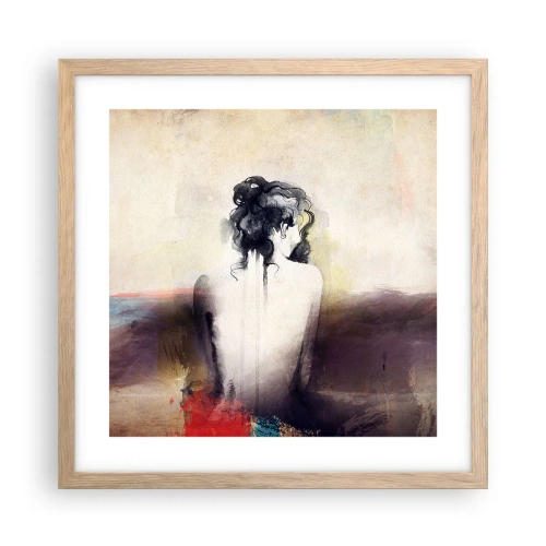 Póster en marco roble claro - Líneas suaves, formas ovaladas - 40x40 cm