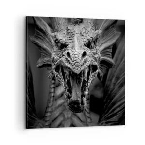 Cuadro sobre lienzo - Impresión de Imagen - Dragón de cuento de hadas en gris - 60x60 cm