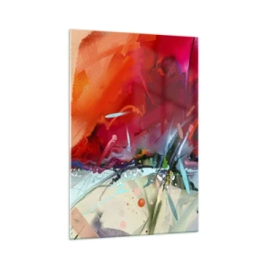 Cuadro sobre vidrio - Impresiones sobre Vidrio - Paisaje abstracto en colores intensos - 70x100cm - Una explosión de luces y colores - Decoración de pared moderna para salón y dormitorio ARTTOR