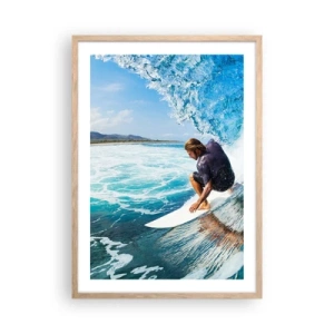Póster en marco roble claro - Bailando con las olas - 50x70 cm