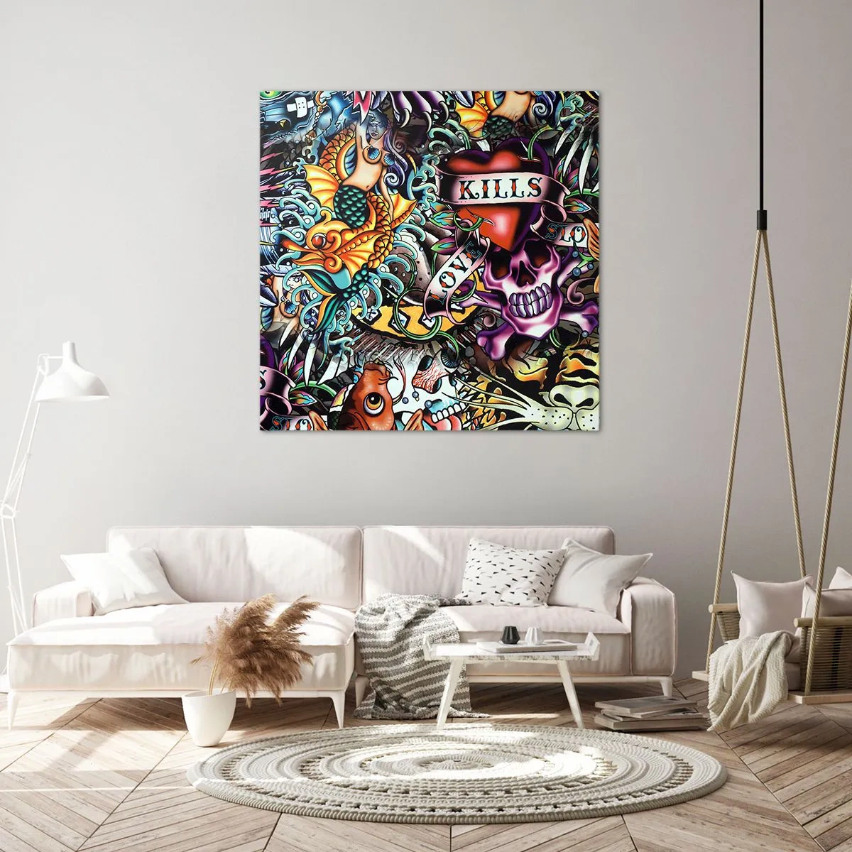 Cuadro sobre lienzo - Impresión de Imagen - El sueño de un tatuador - 60x60 cm