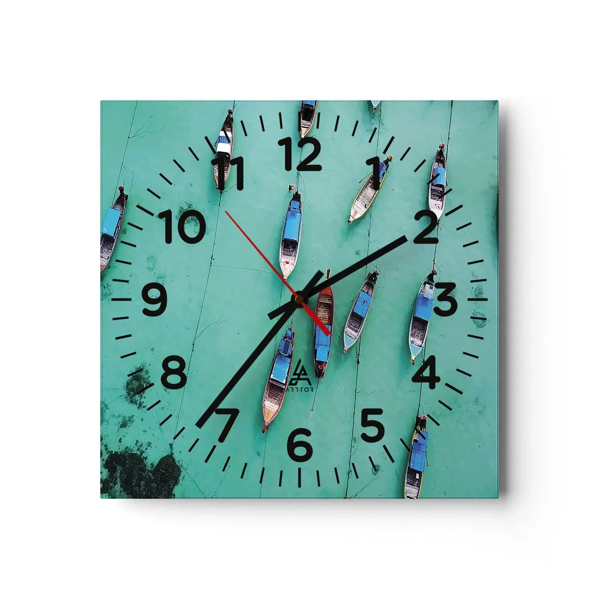 Reloj de pared - Reloj de vidrio - En alegre espera - 40x40 cm